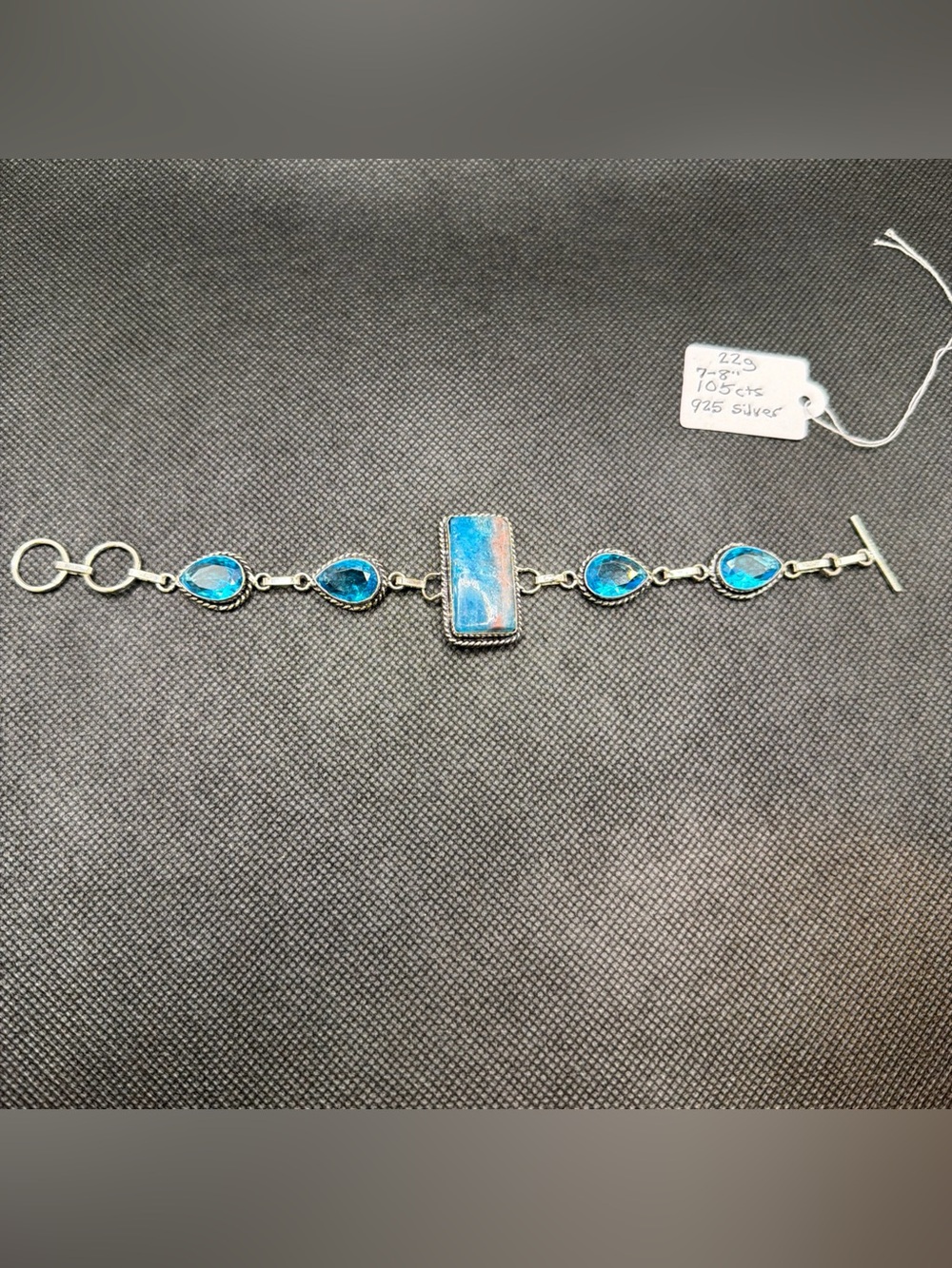 Natural Blue Apatite And Blue Topaz Sterling Silver Bracelet